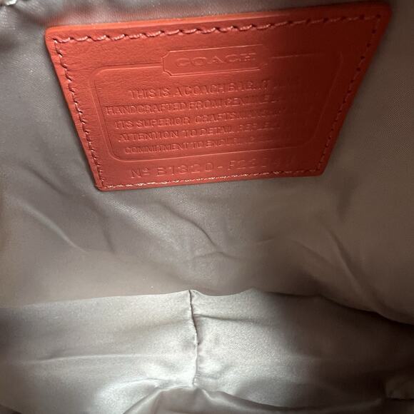 Coach Kristin Orange Woven Leather Double Handles Satchel Shoulder Bag - Picture 10 of 16